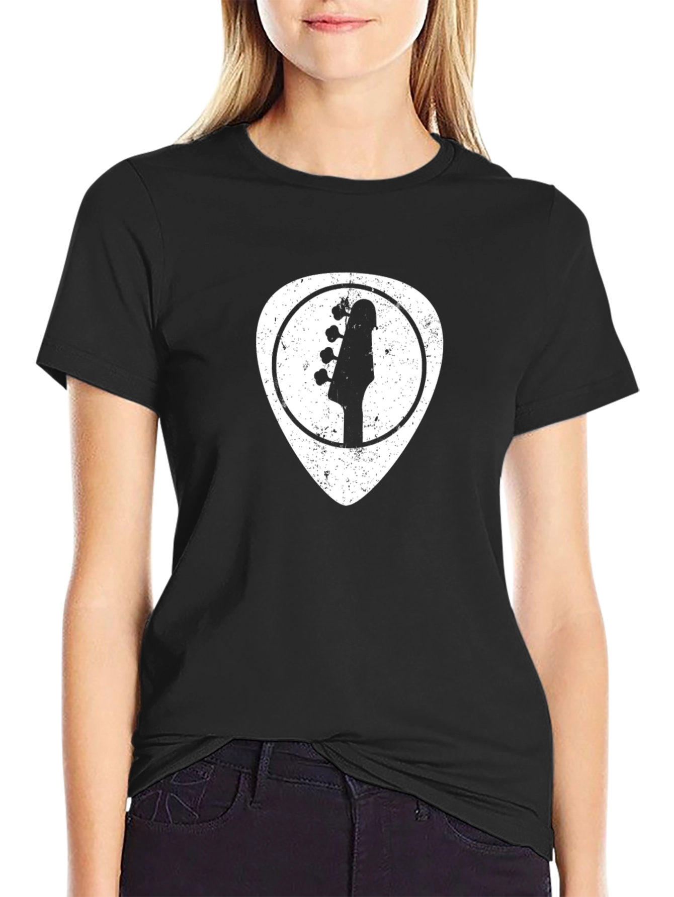 Guitar Pick Graphic T-Shirt - Black