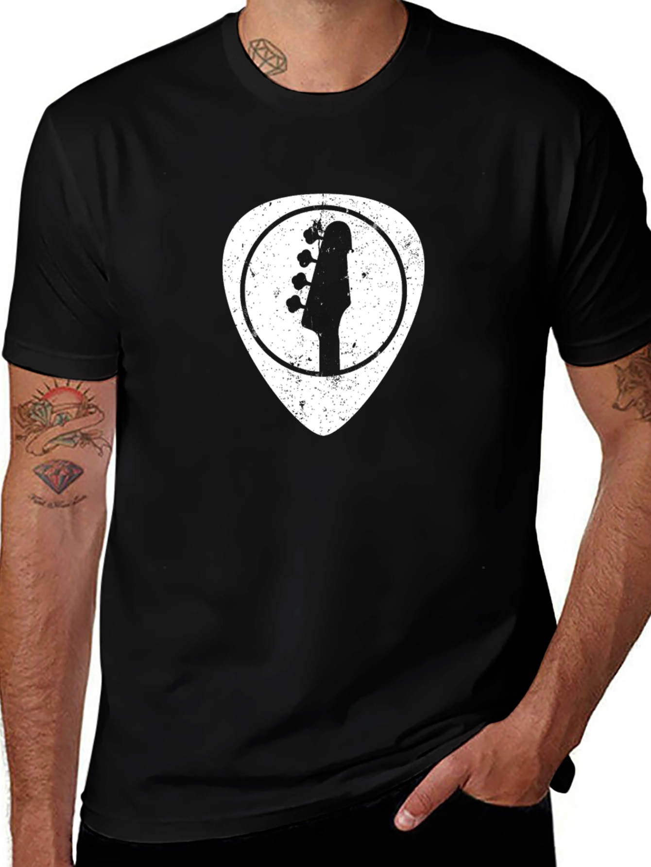 Guitar Pick Graphic T-Shirt - Black
