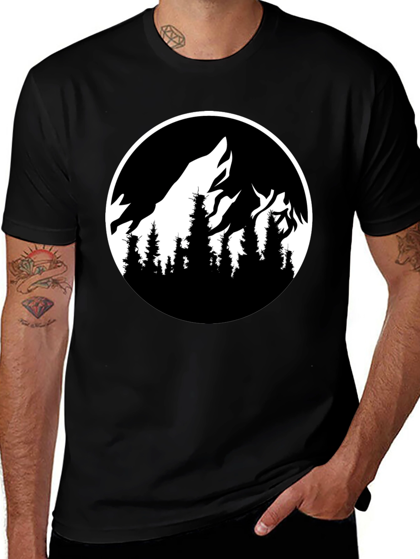 Mountainscape Graphic Black T-Shirt