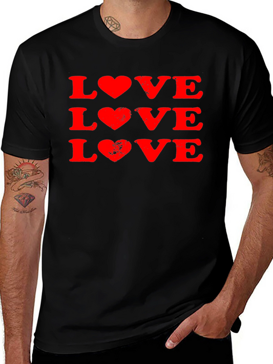 Love Heart Print Black T-Shirt