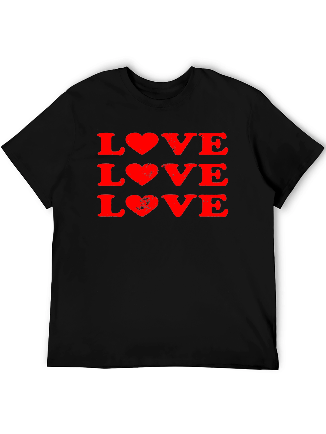 Love Heart Print Black T-Shirt