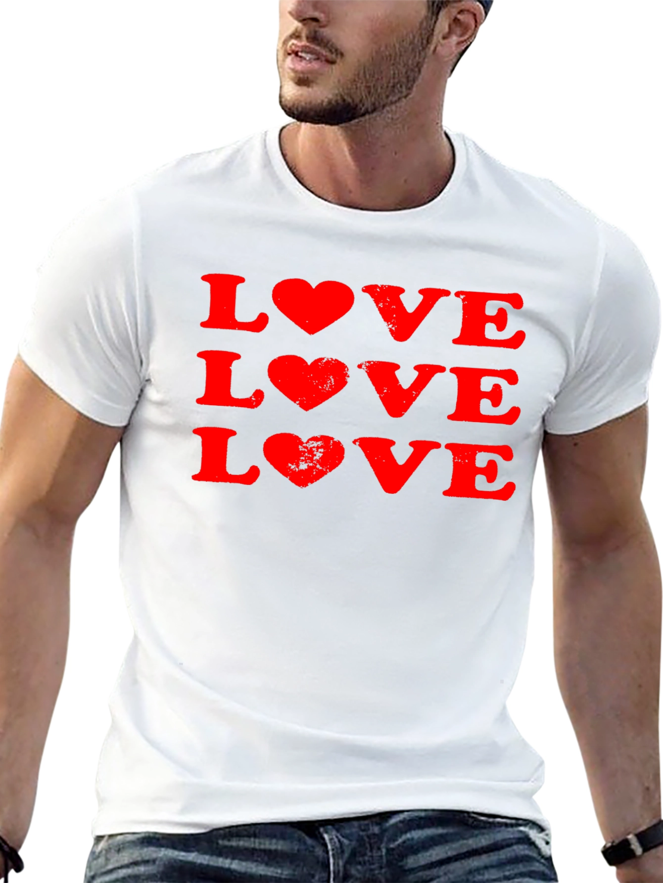 Love Heart Print Black T-Shirt