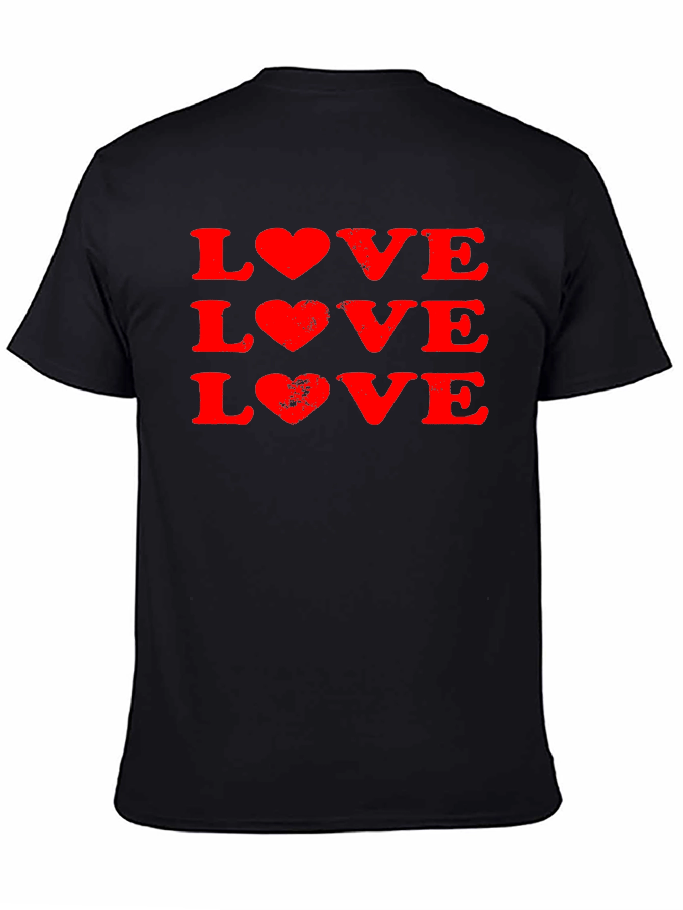 Love Heart Print Black T-Shirt