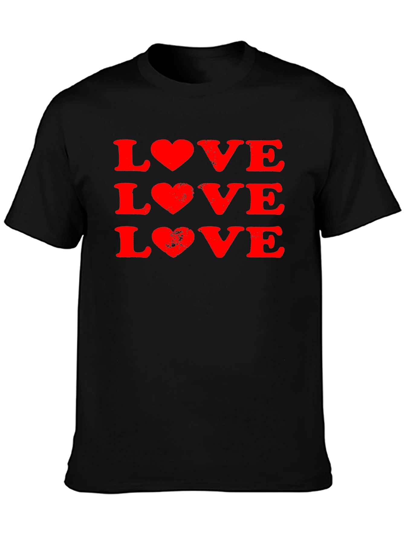 Love Heart Print Black T-Shirt
