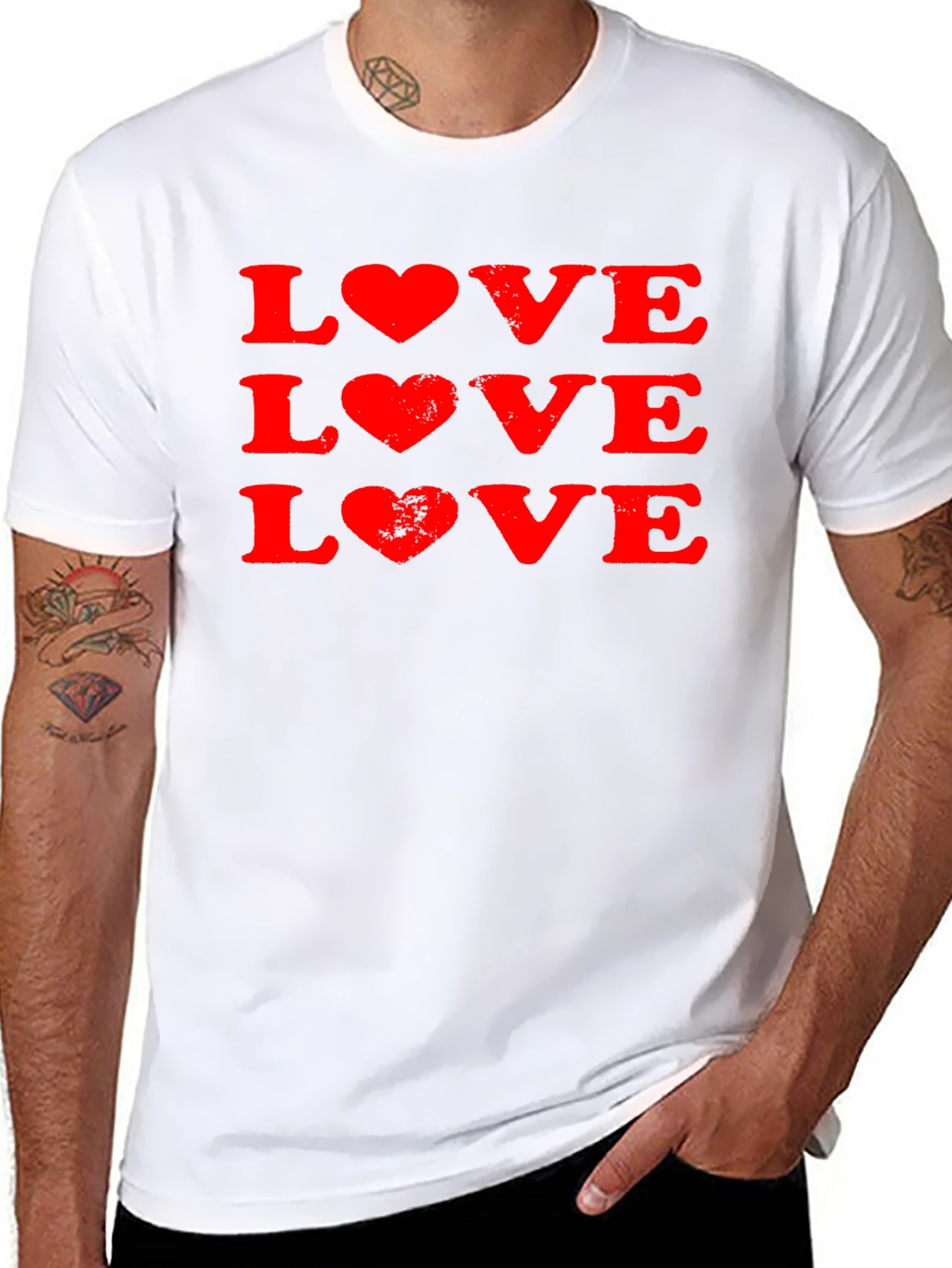 Love Heart Print Black T-Shirt