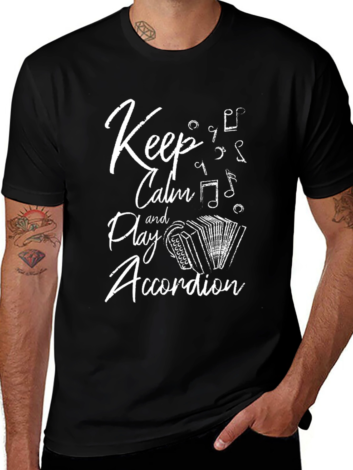 Keep Calm Play Accordion Black T-Shirt