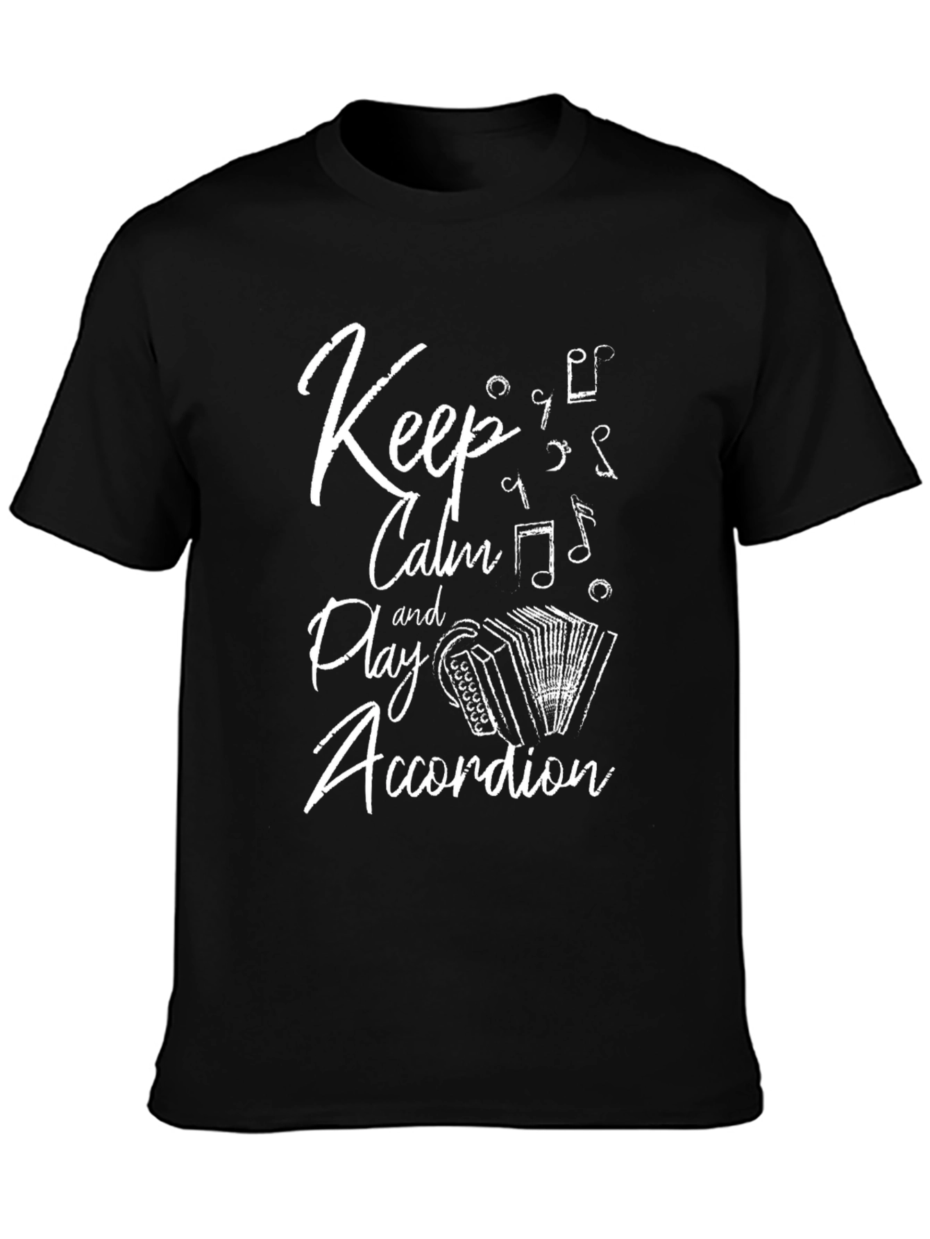 Keep Calm Play Accordion Black T-Shirt