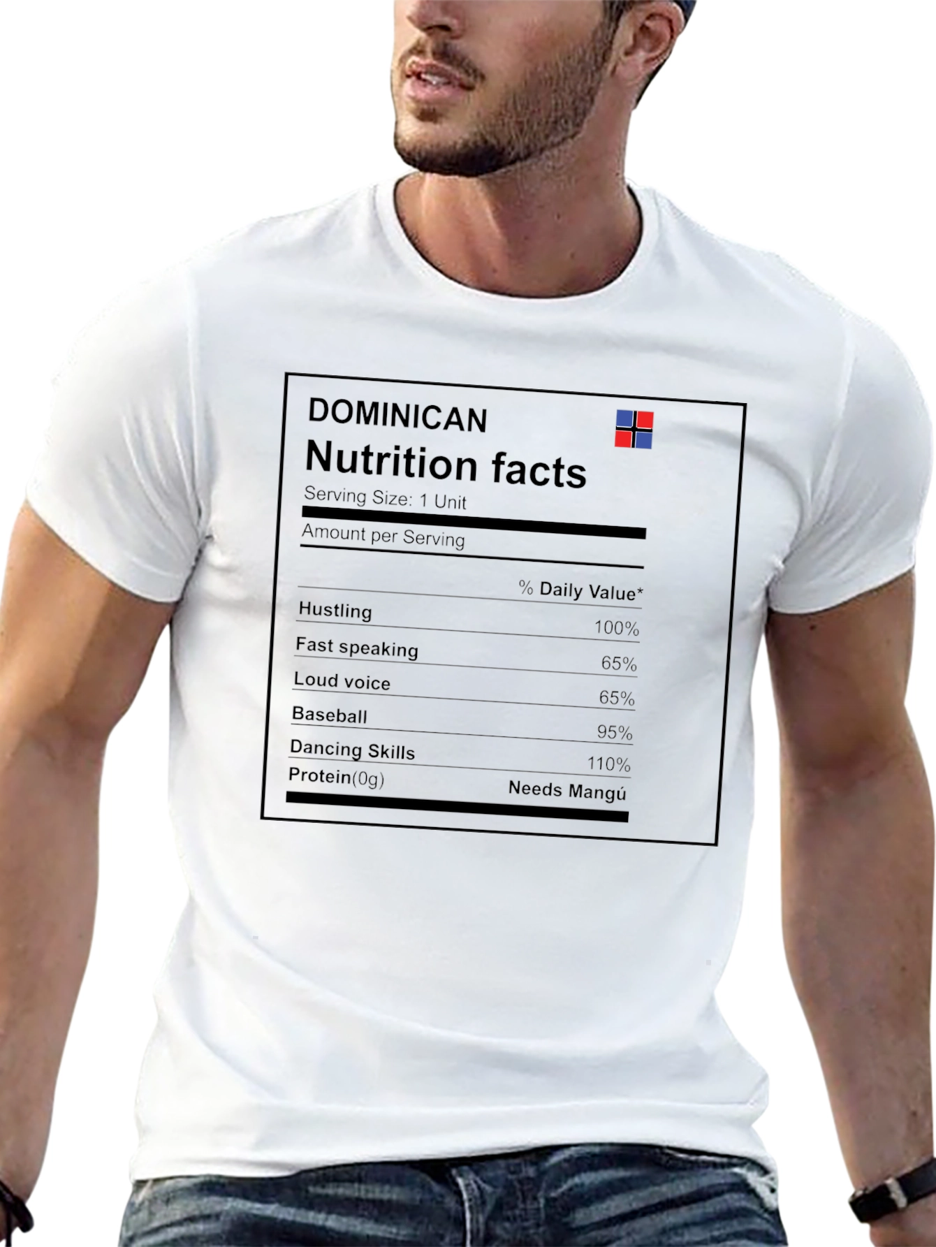 Dominican Nutrition Facts Graphic T-Shirt