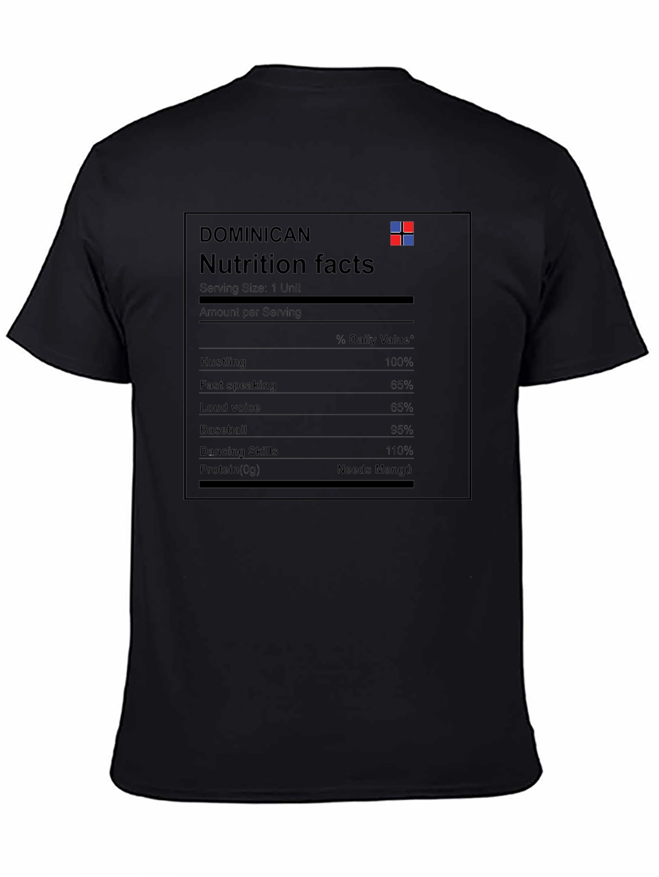 Dominican Nutrition Facts Graphic T-Shirt