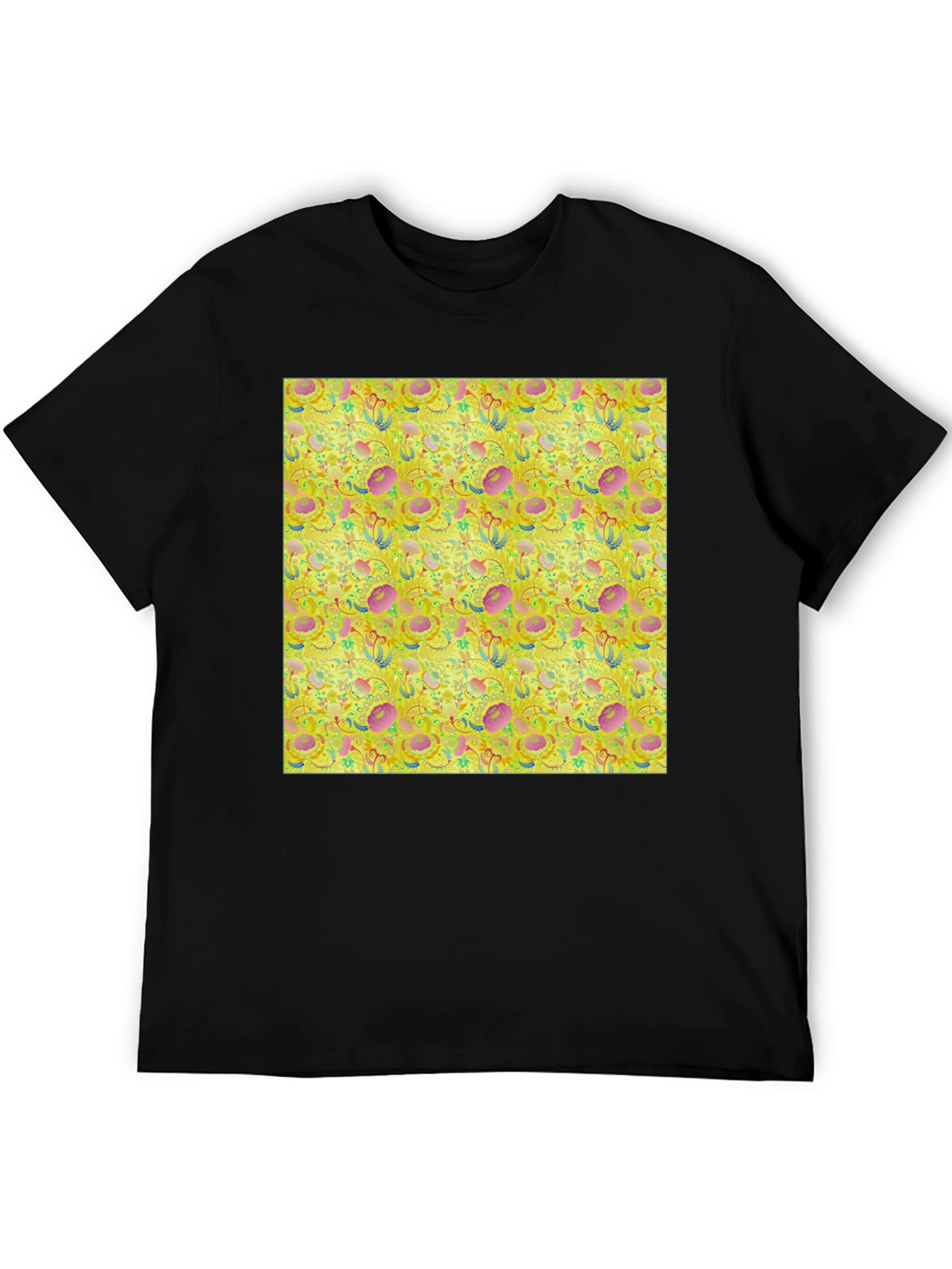 Floral Pattern T-Shirt - Funky Yellow Graphic Tee