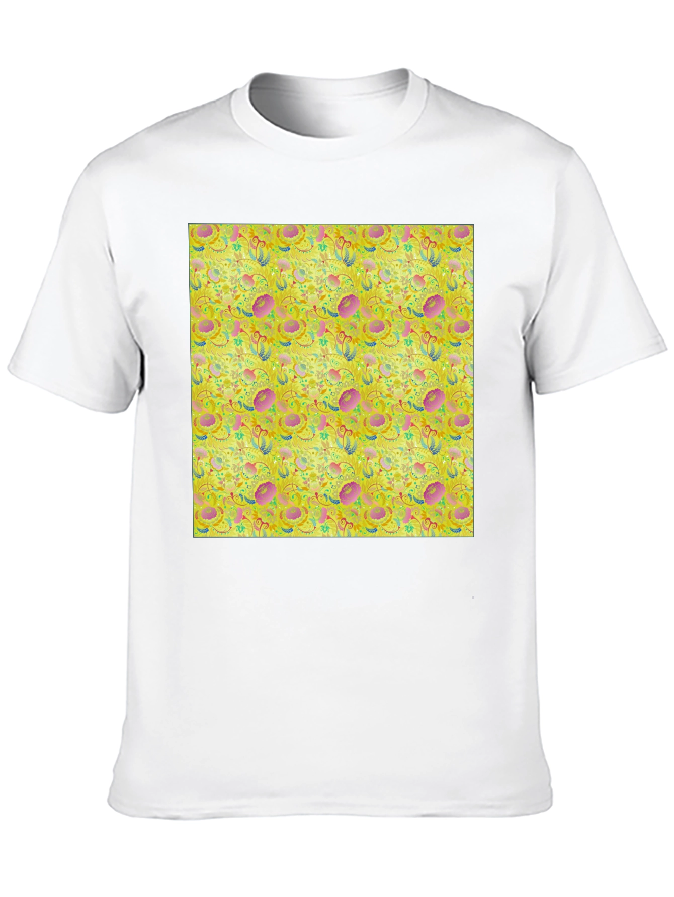 Floral Pattern T-Shirt - Funky Yellow Graphic Tee
