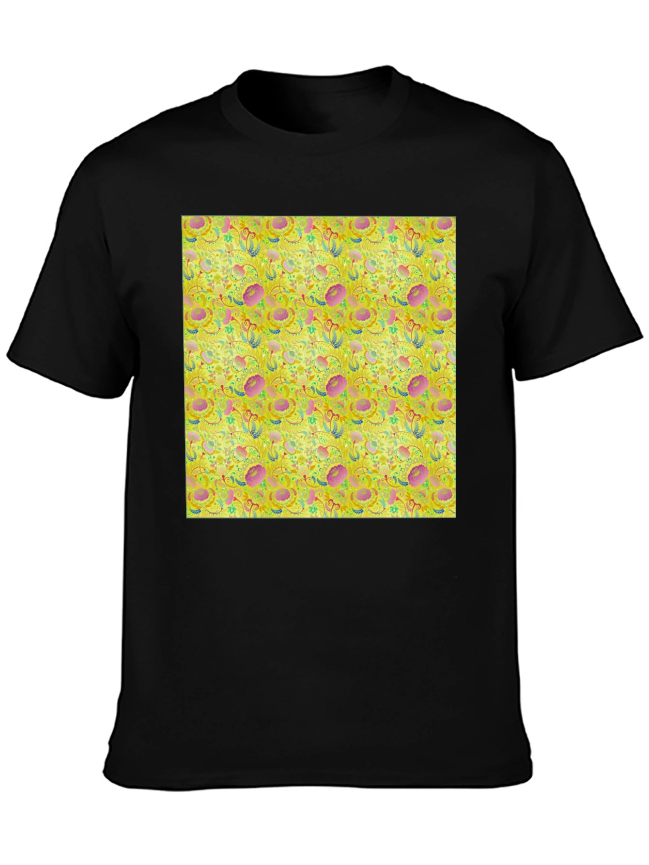 Floral Pattern T-Shirt - Funky Yellow Graphic Tee