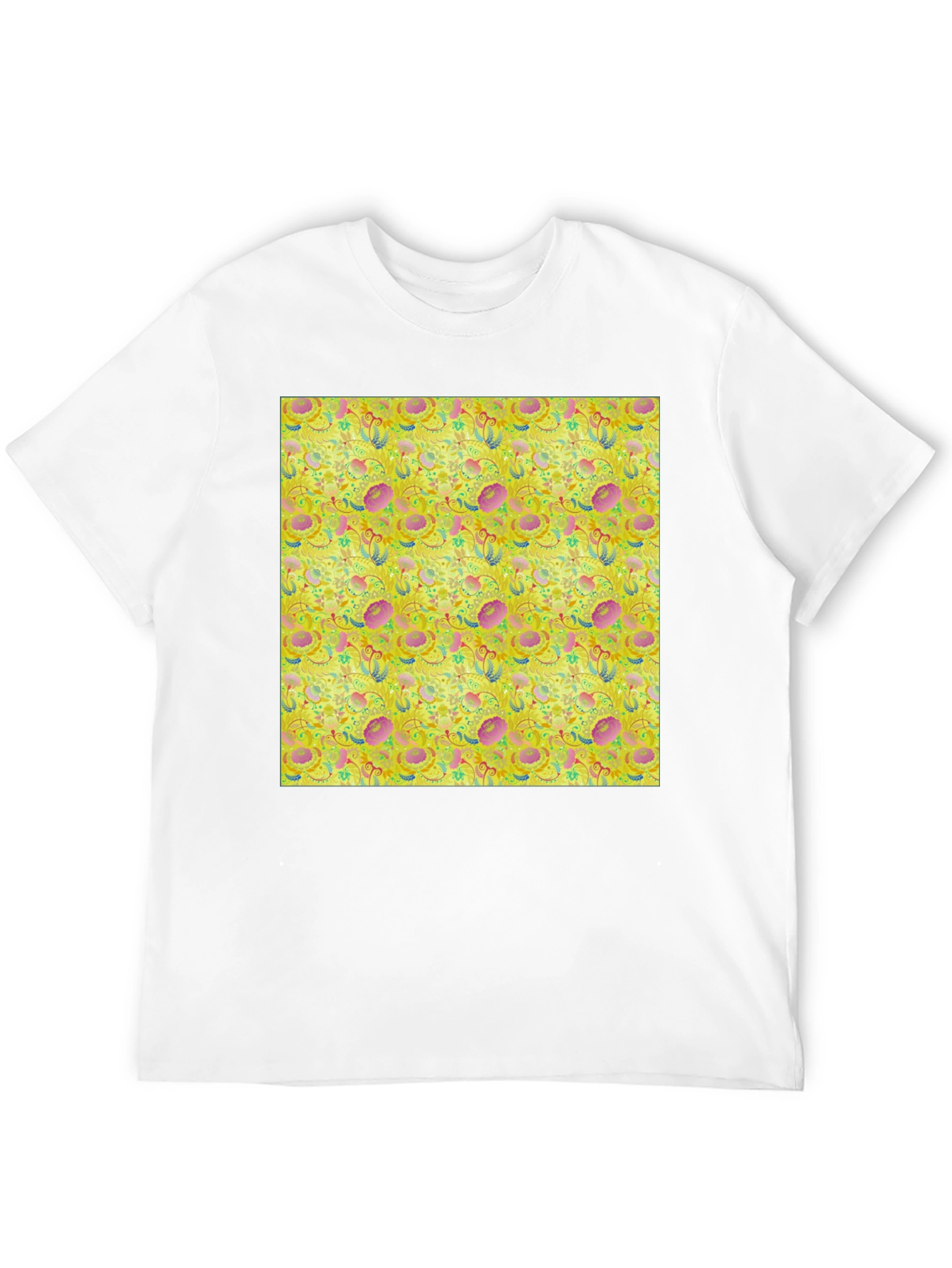 Floral Pattern T-Shirt - Funky Yellow Graphic Tee