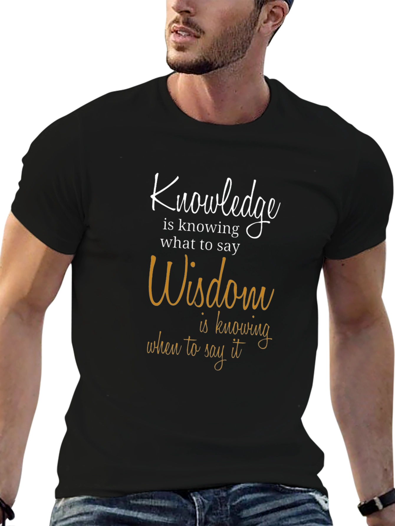 Knowledge & Wisdom Graphic Tee - Black Cotton T-Shirt