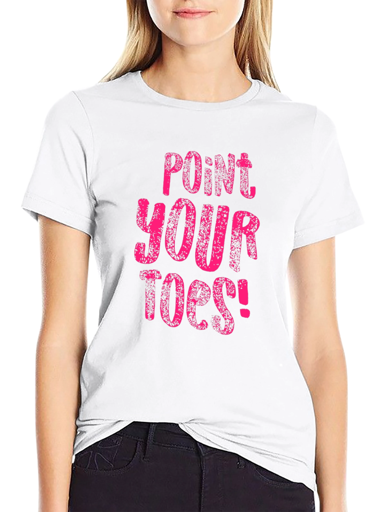 Point Your Toes! Black Cotton T-Shirt