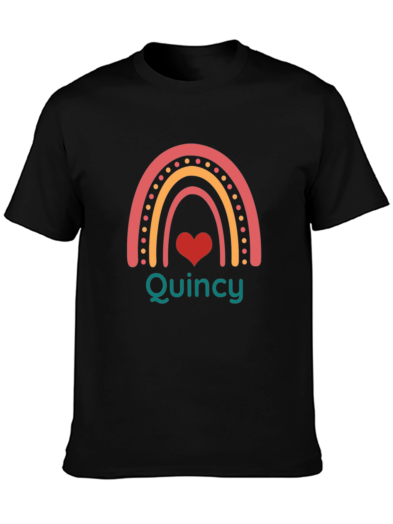 Quincy Rainbow Heart Personalized T-Shirt