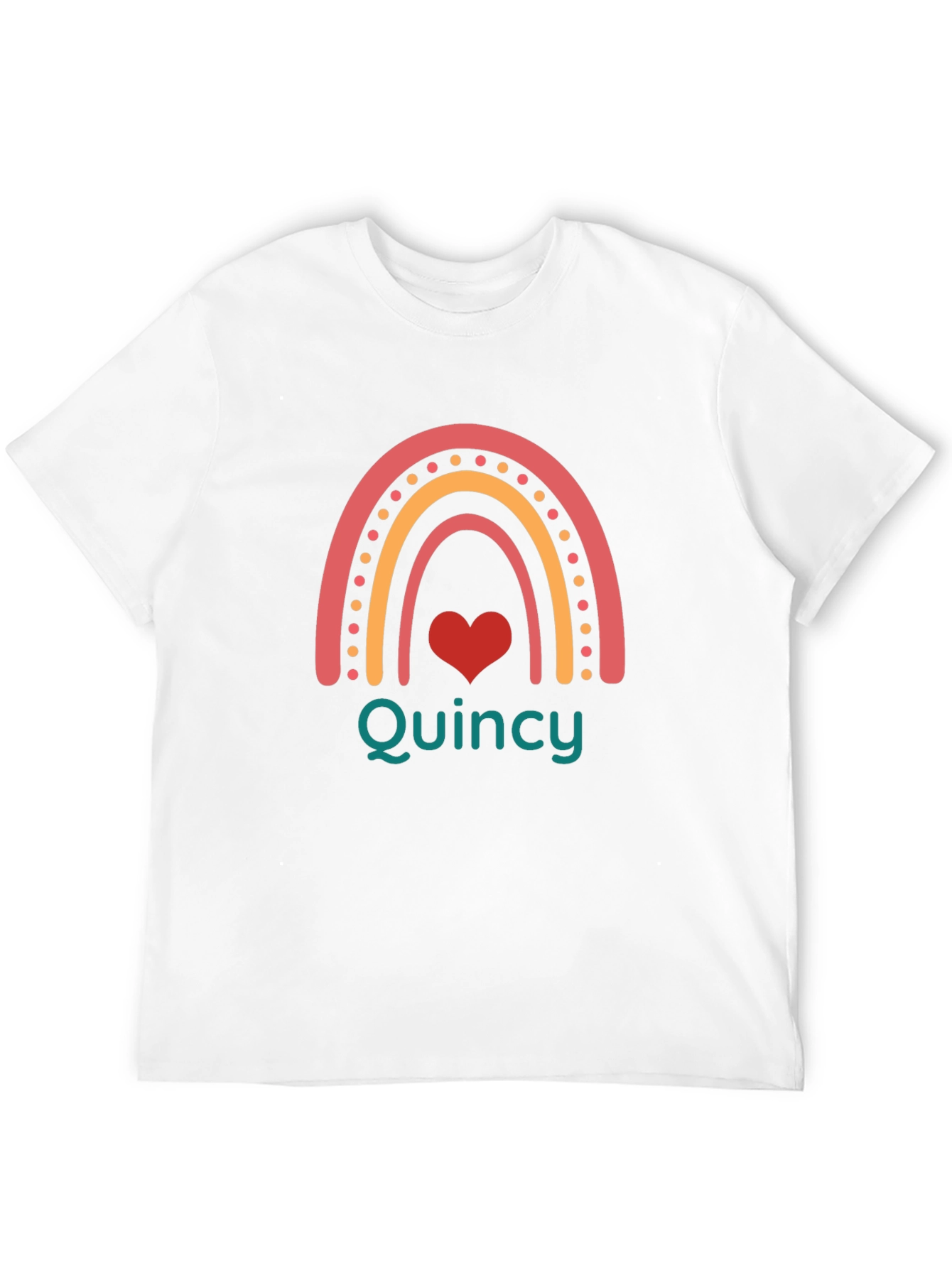 Quincy Rainbow Heart Personalized T-Shirt