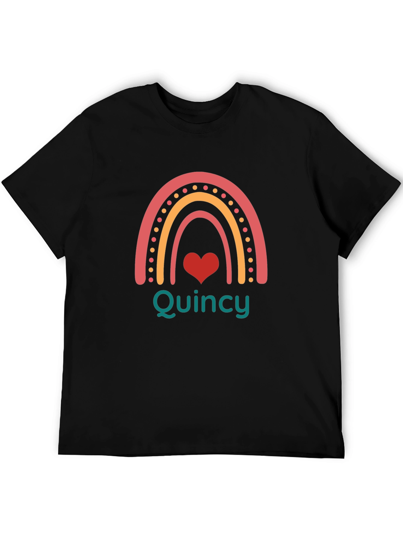 Quincy Rainbow Heart Personalized T-Shirt