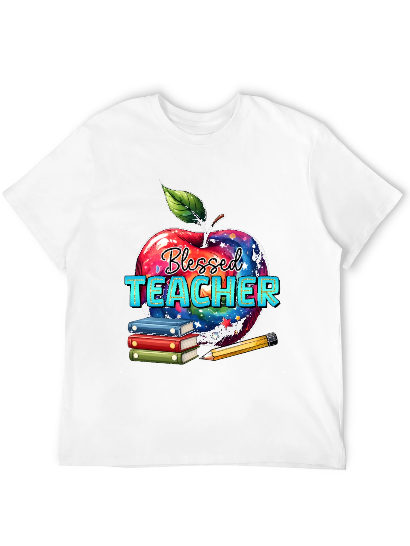 Blessed Teacher T-Shirt Apple Books Pencil Design