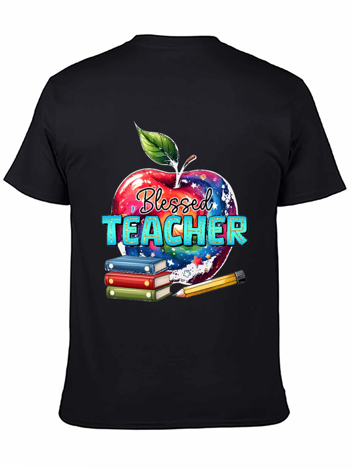 Blessed Teacher T-Shirt Apple Books Pencil Design