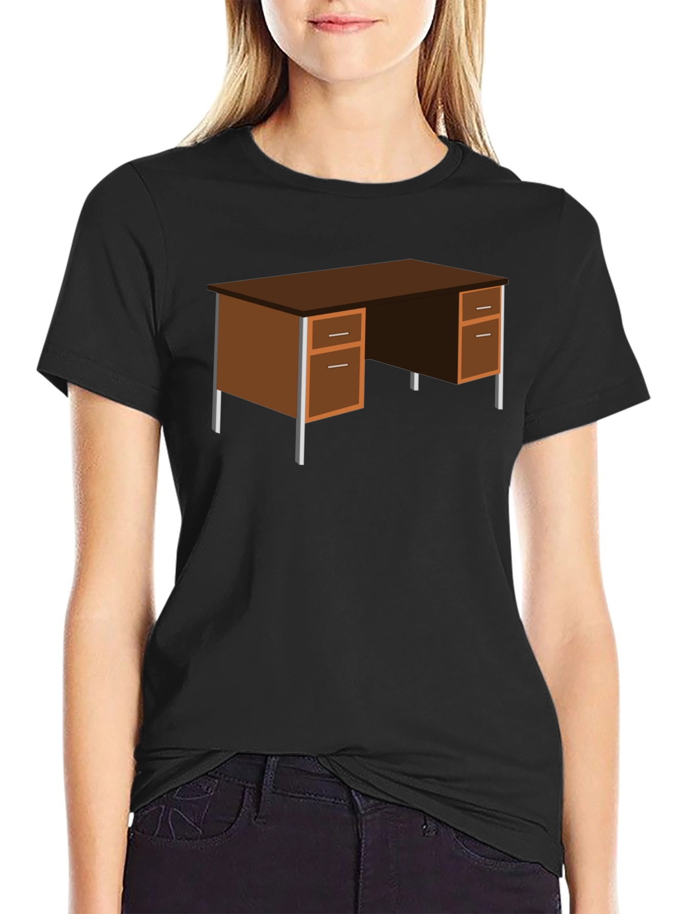 Office Desk Graphic T-Shirt - Black