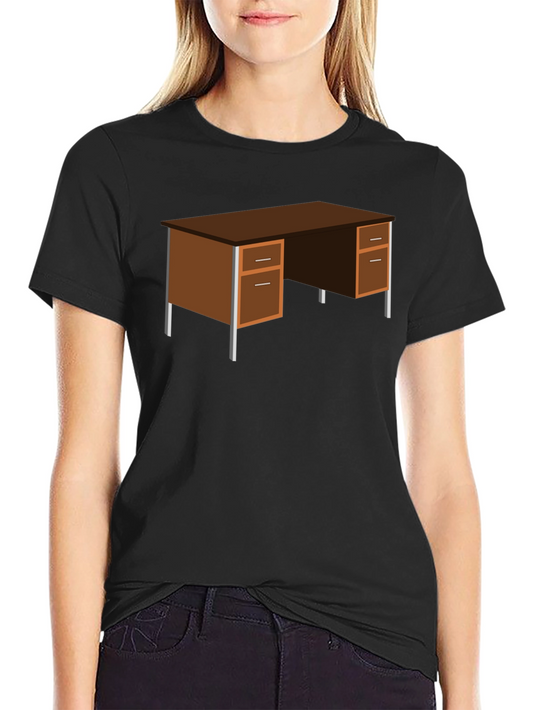 Office Desk Graphic T-Shirt - Black