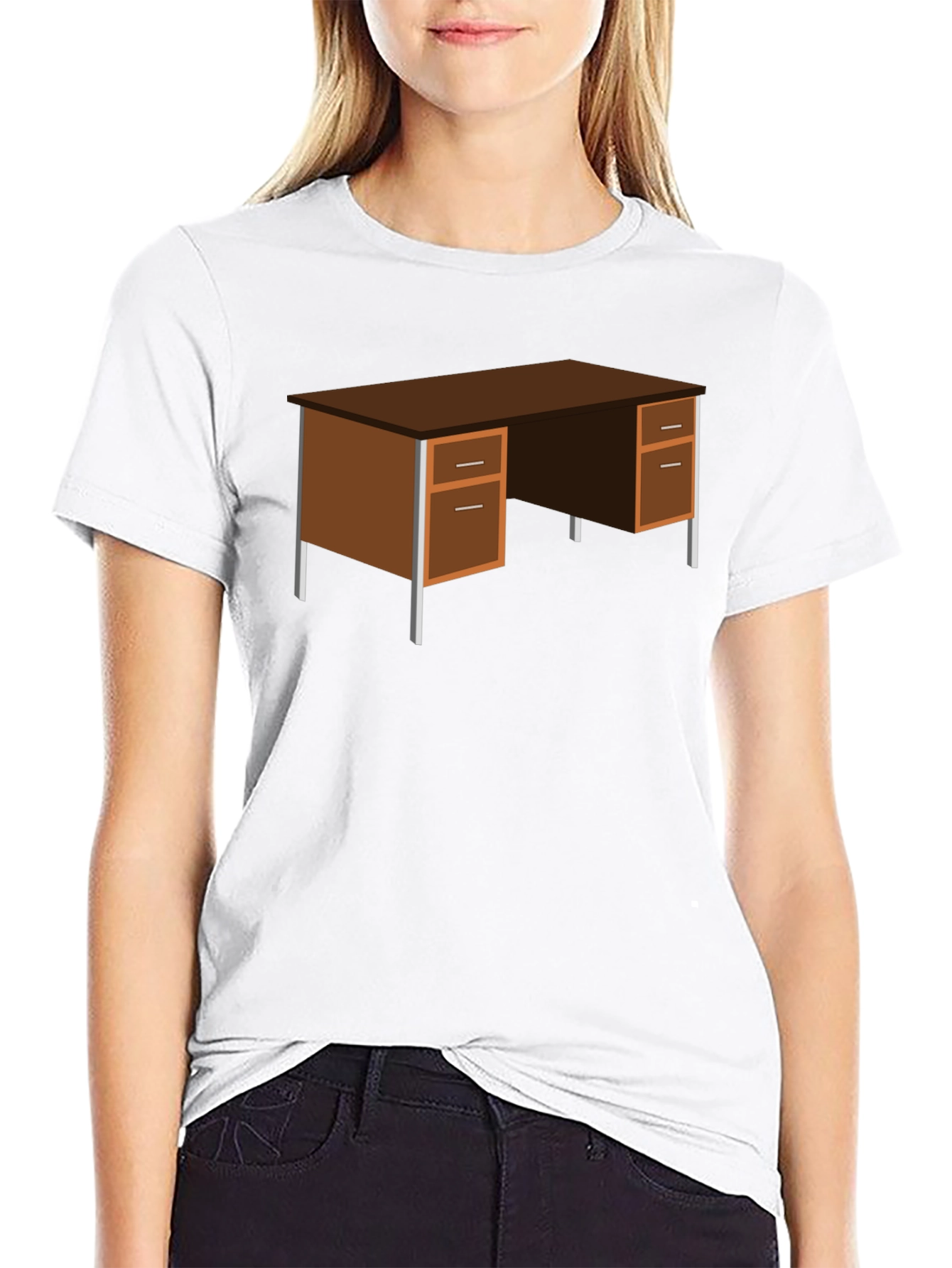 Office Desk Graphic T-Shirt - Black