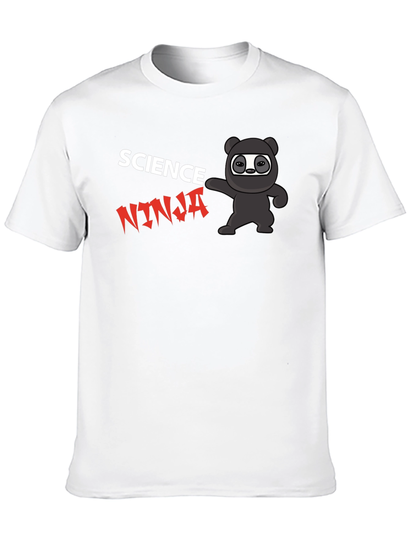 Science Ninja Black T-Shirt Cartoon Design