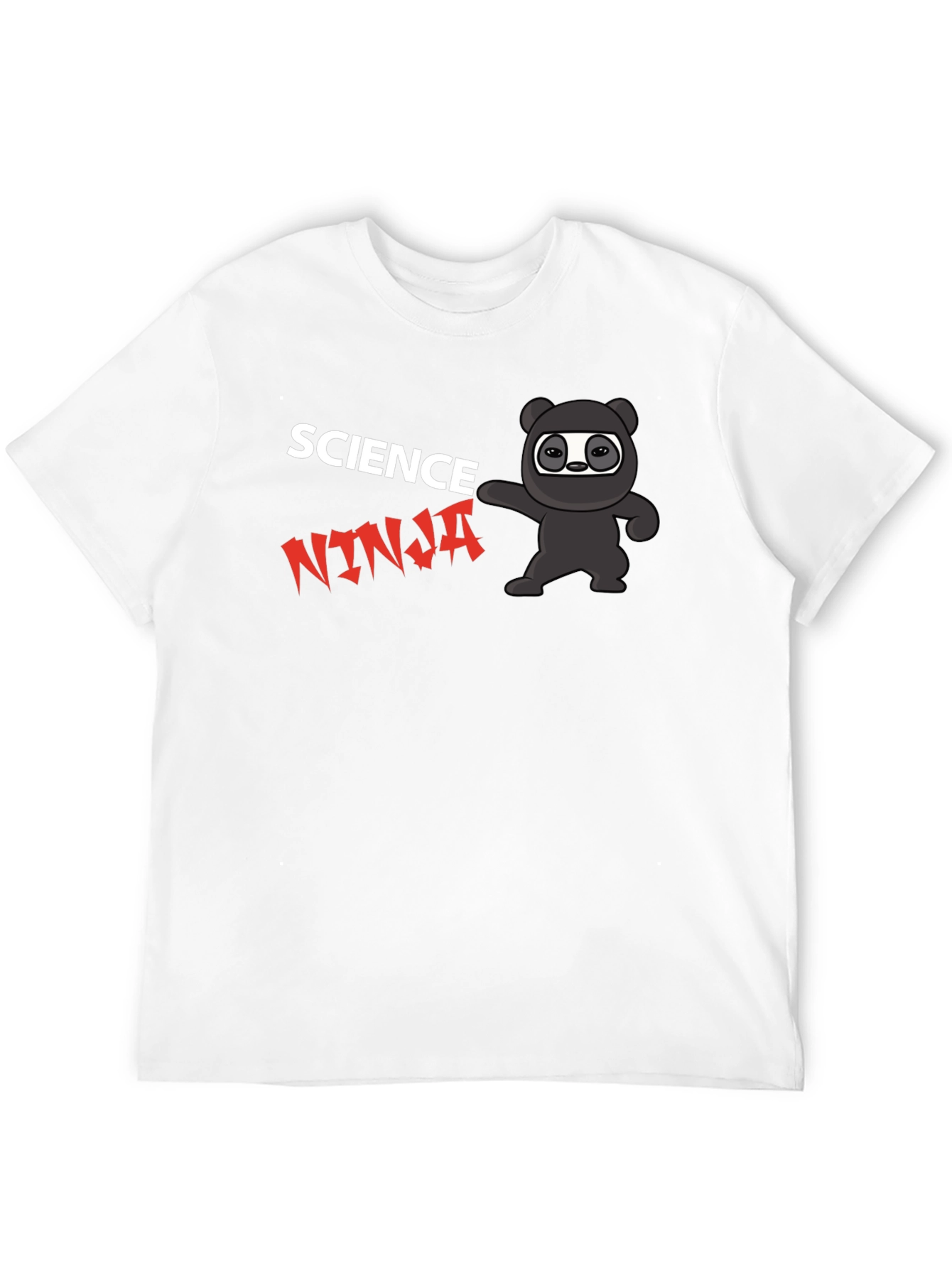 Science Ninja Black T-Shirt Cartoon Design