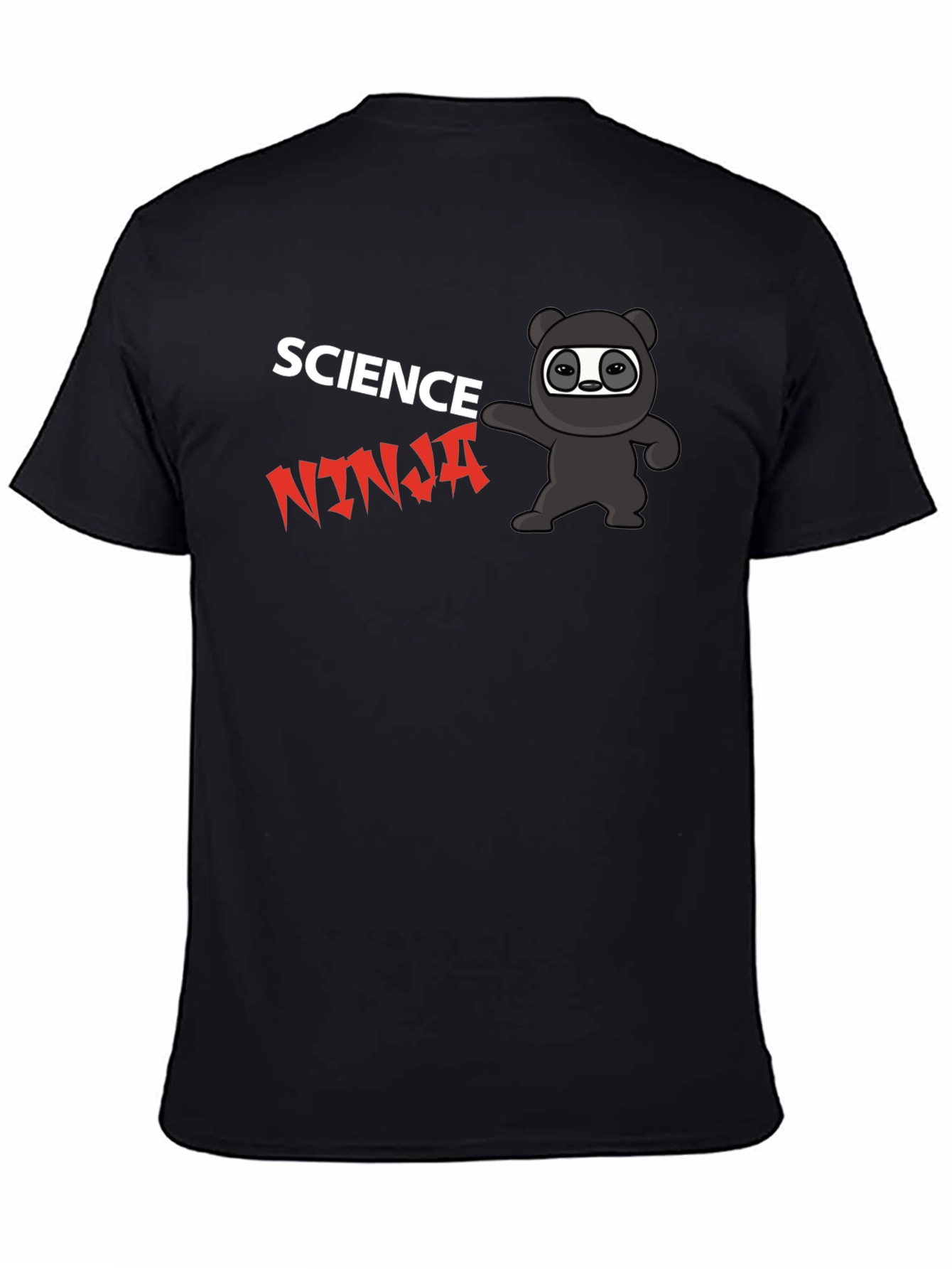 Science Ninja Black T-Shirt Cartoon Design