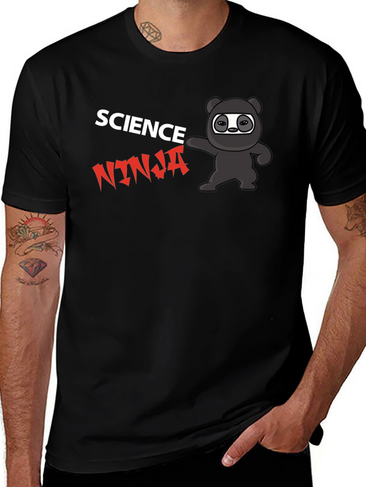 Science Ninja Black T-Shirt Cartoon Design