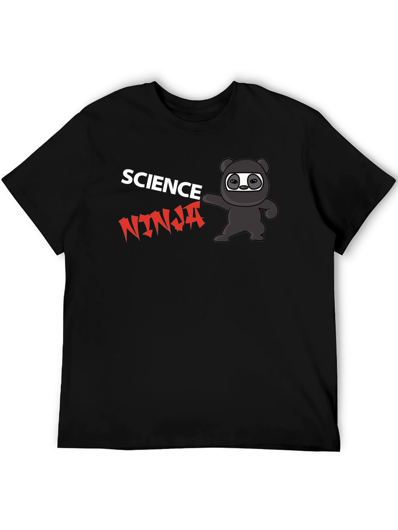 Science Ninja Black T-Shirt Cartoon Design