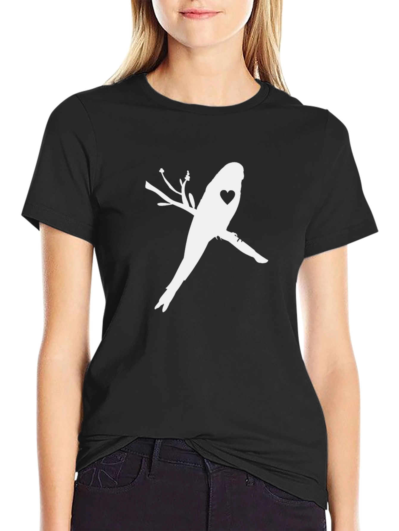 Bird Heart Branch Black Tee