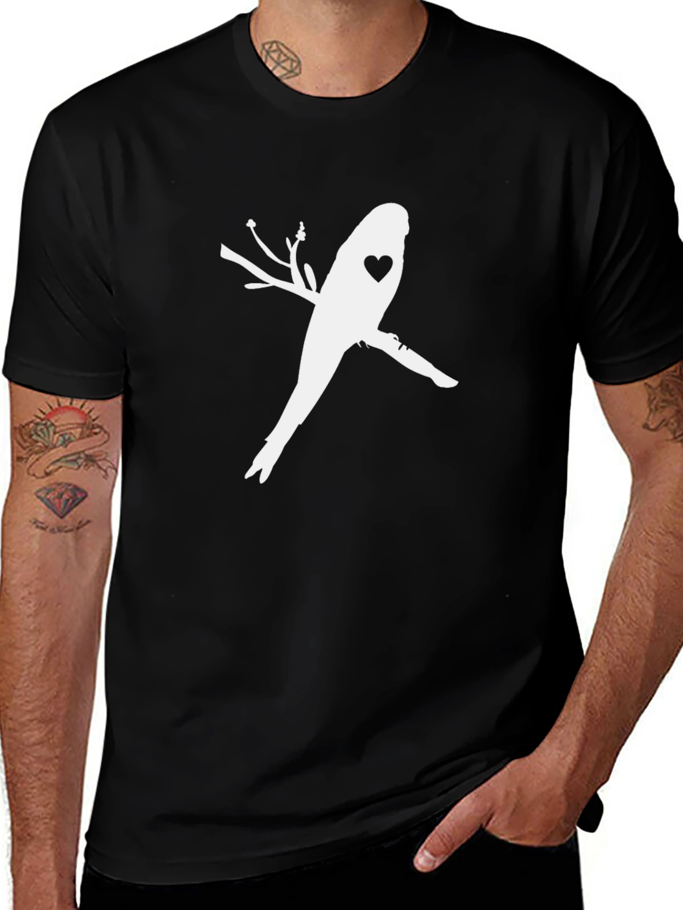 Bird Heart Branch Black Tee