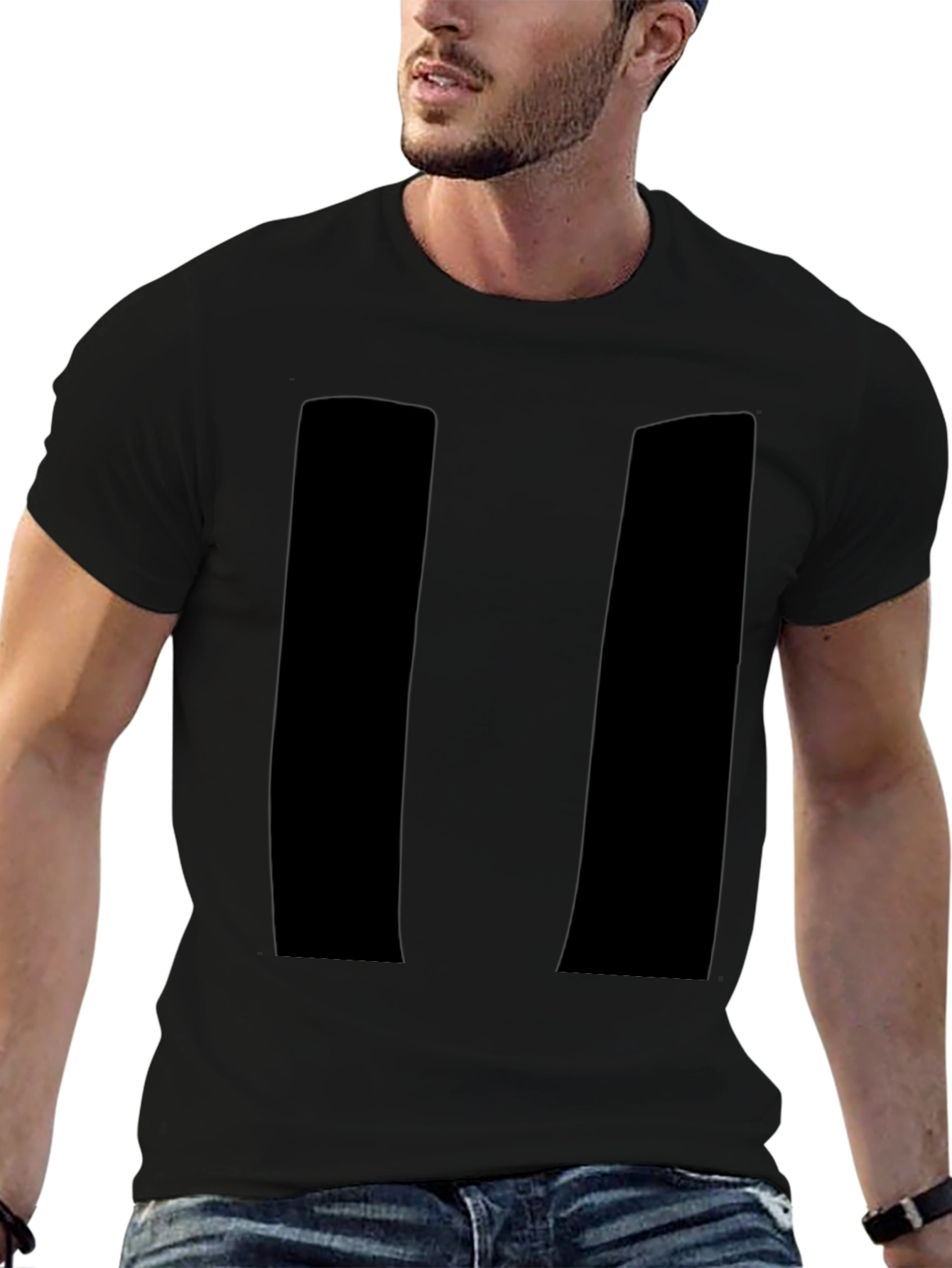 Mens Black Pause Symbol Graphic T-Shirt