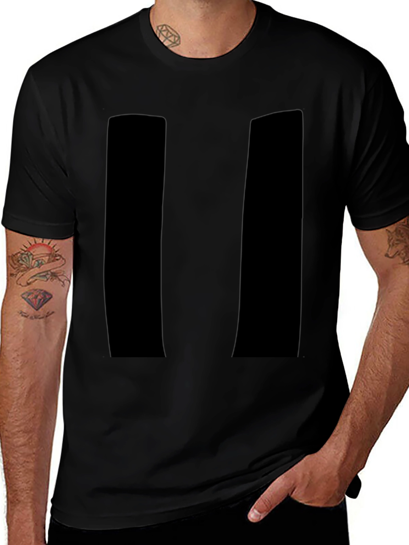 Mens Black Pause Symbol Graphic T-Shirt