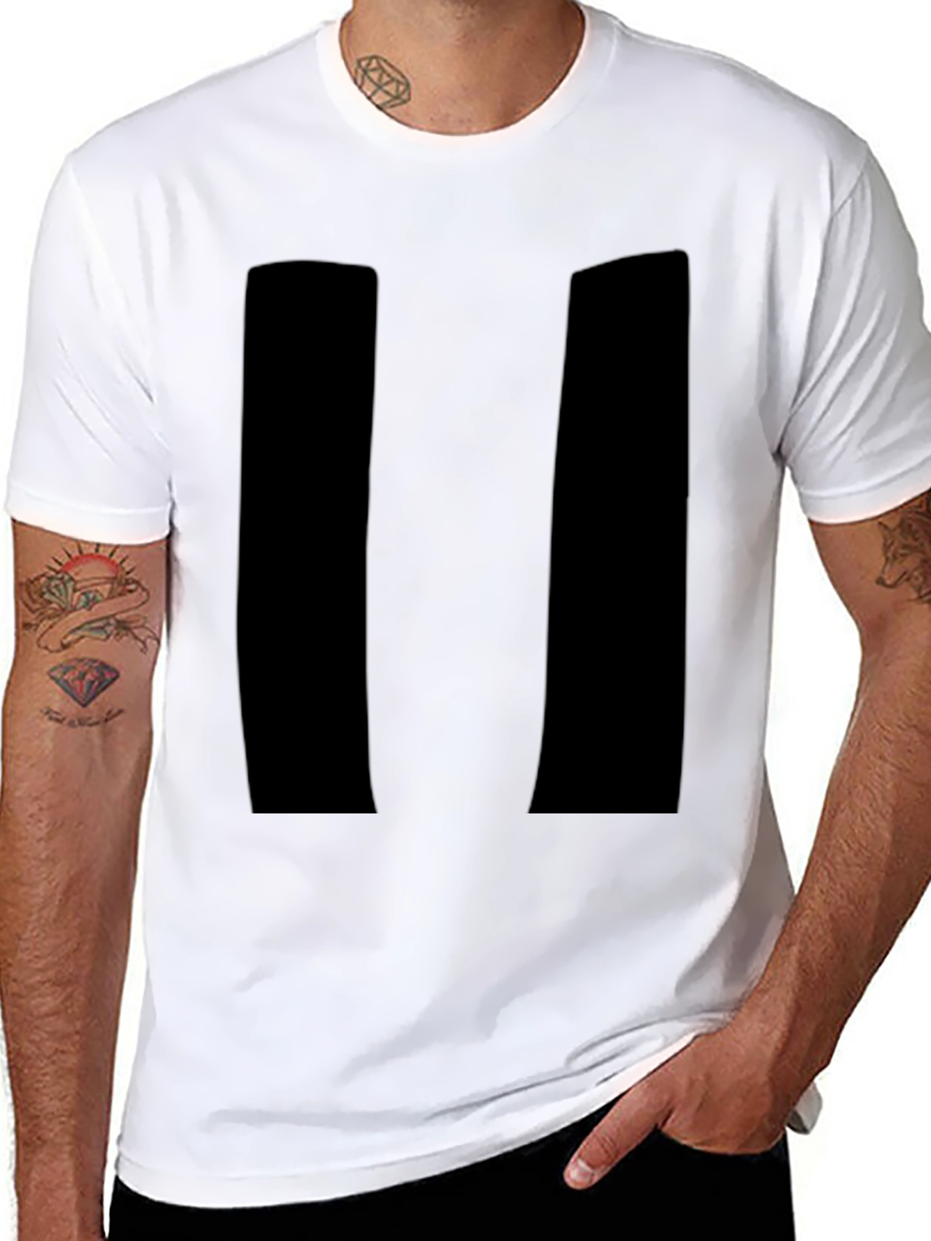 Mens Black Pause Symbol Graphic T-Shirt
