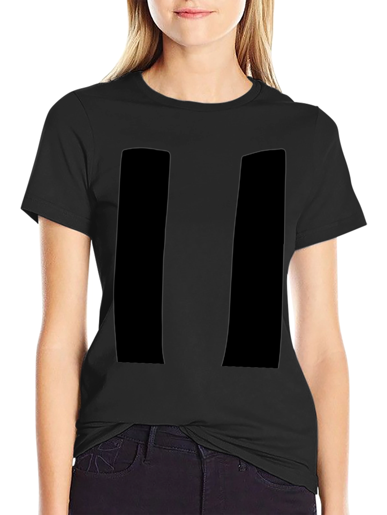 Mens Black Pause Symbol Graphic T-Shirt