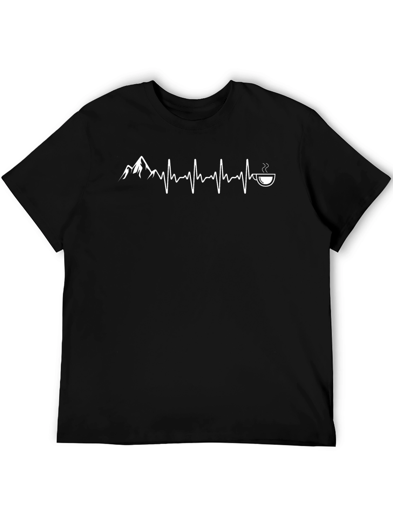 Mountain & Coffee Lover T-Shirt - Heartbeat Design