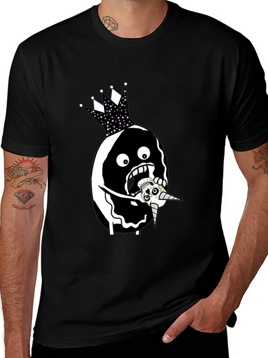 Edgy Graphic Tee: Skull Unicorn Monster King