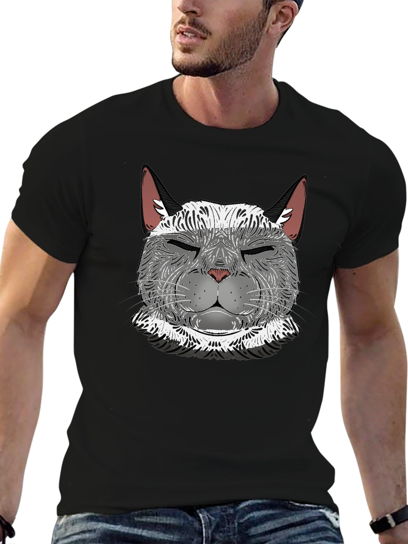 Cool Cat Graphic T-Shirt - Mens Black Tee