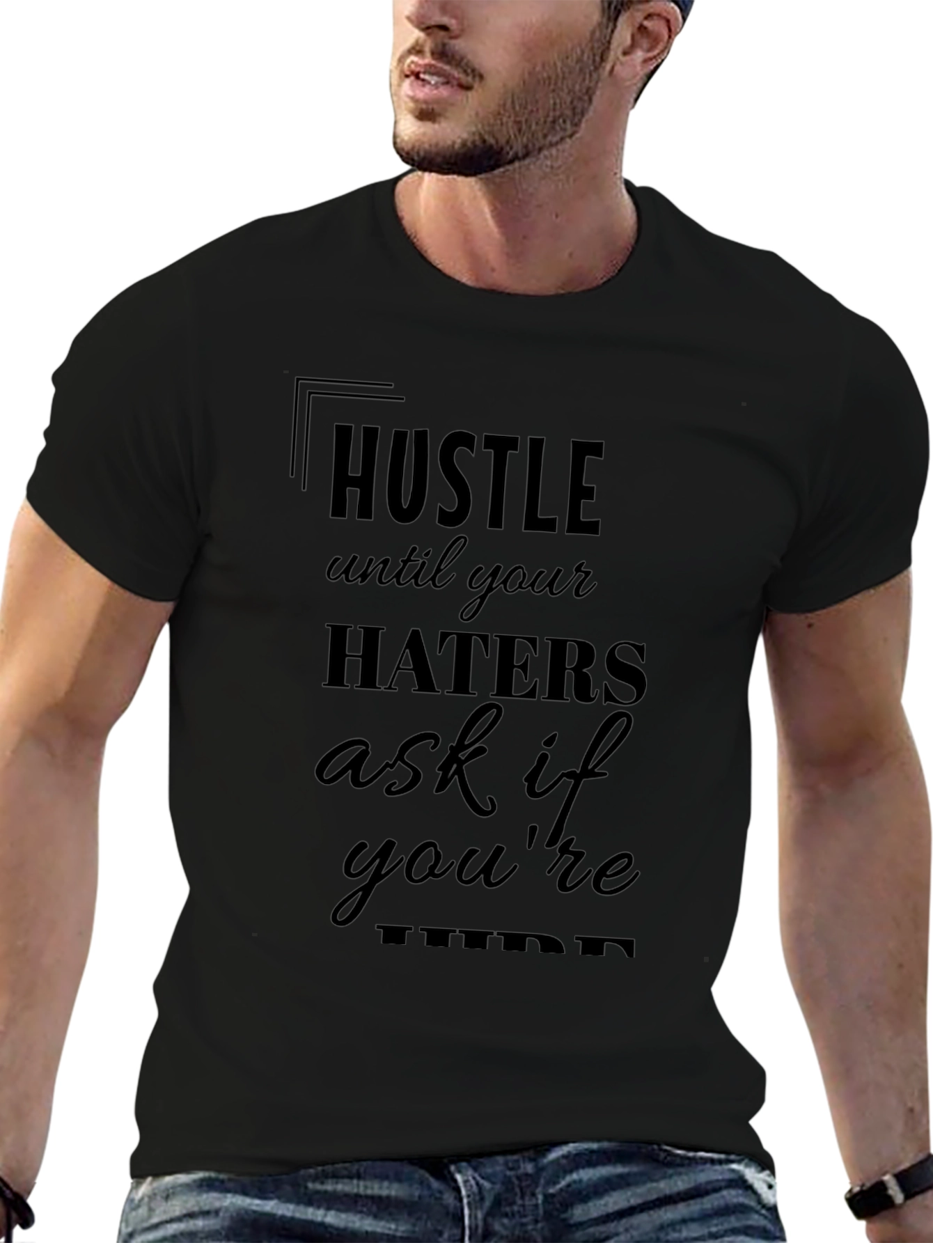 Hustle Motivational Black T-Shirt