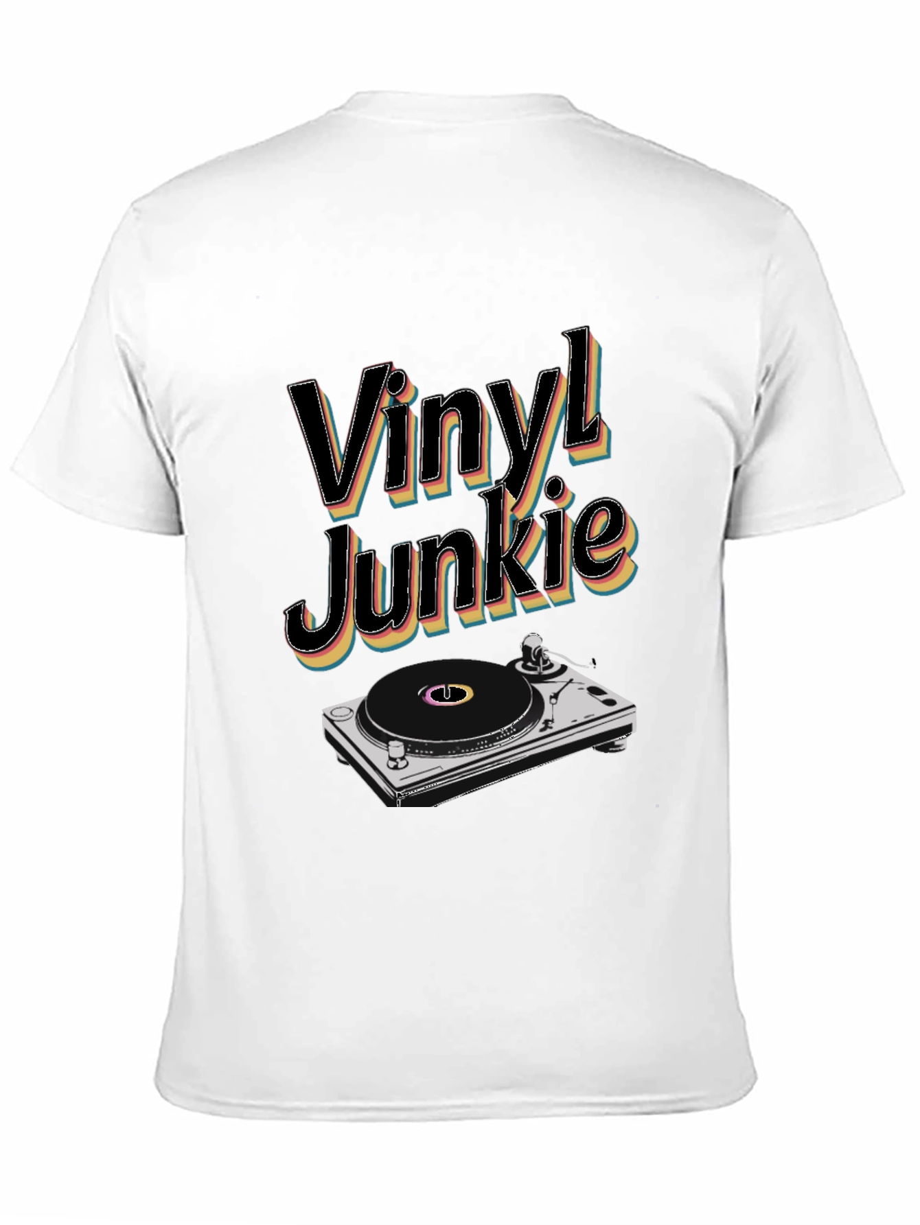 Vinyl Junkie Black T-Shirt Retro Music Lover Tee