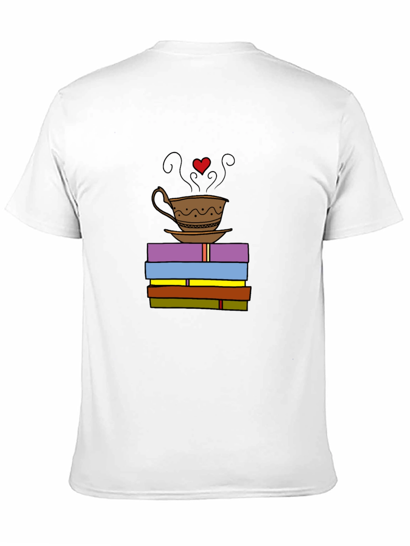 Book Lover T-Shirt: Coffee and Stack of Books Design