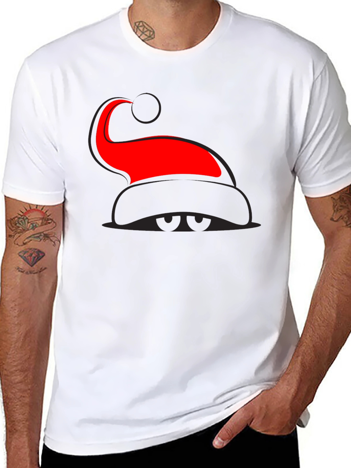 Santa Hat Graphic Tee - Festive Holiday T-Shirt