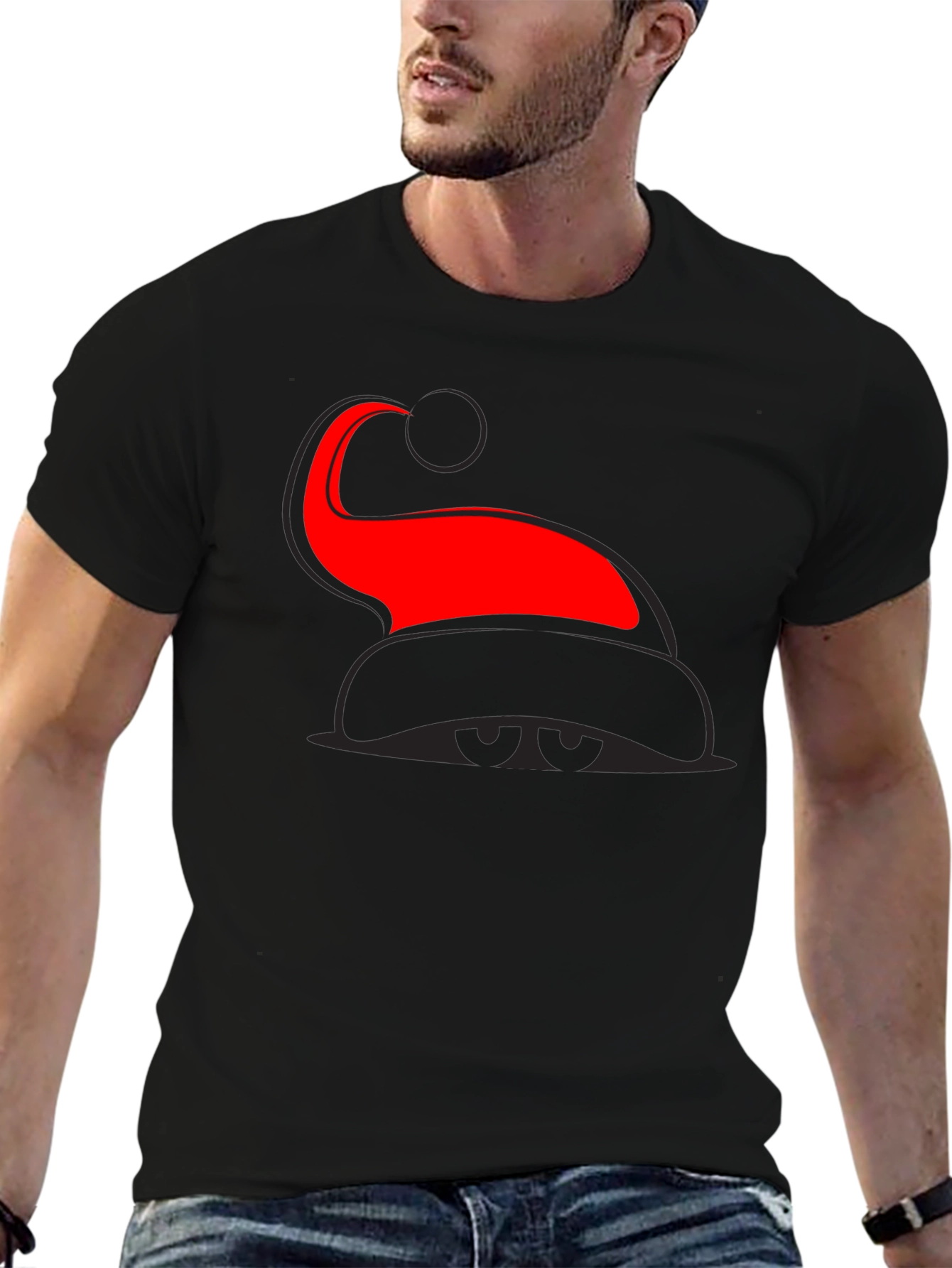 Santa Hat Graphic Tee - Festive Holiday T-Shirt
