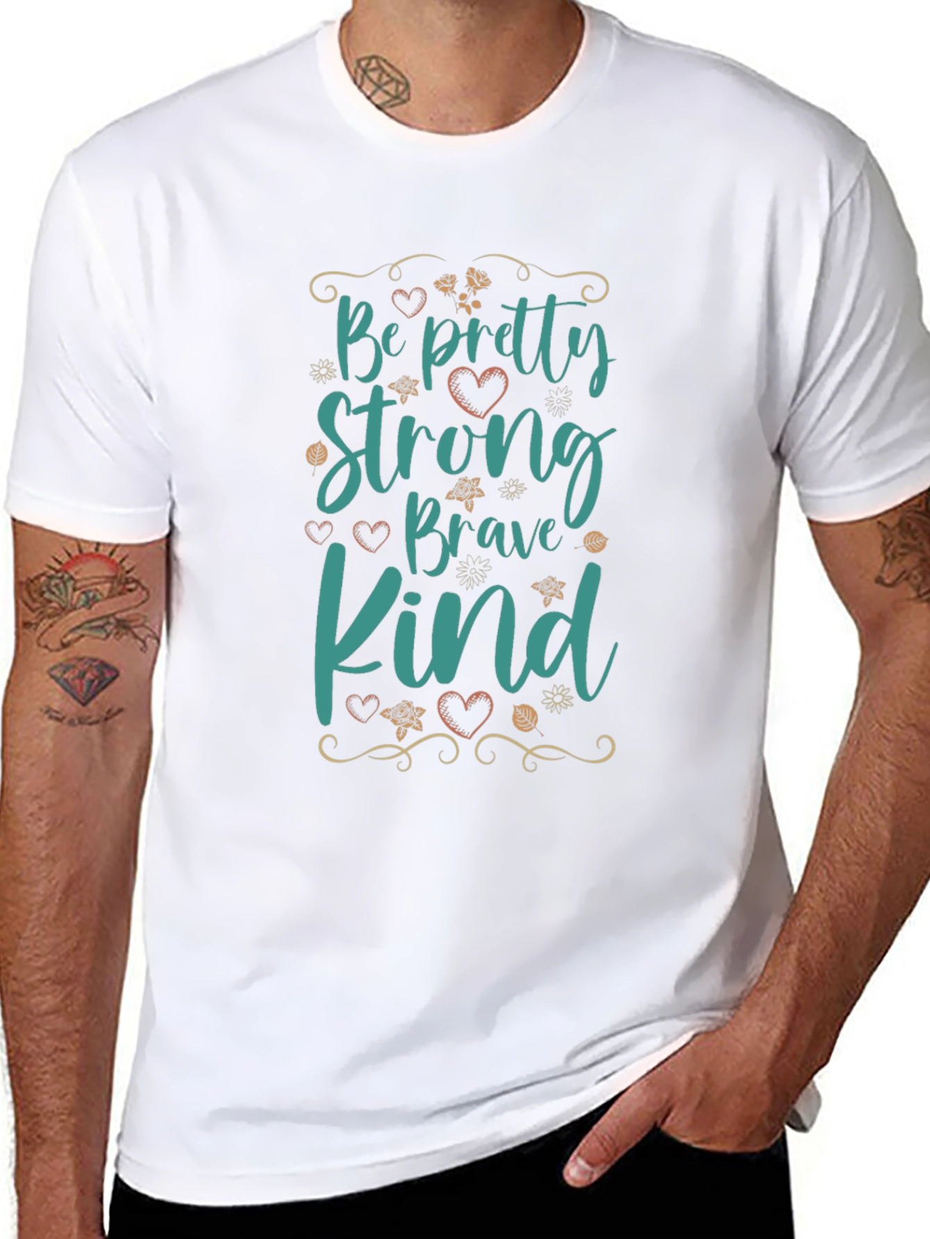 Be Pretty Strong Brave Kind Black T-Shirt