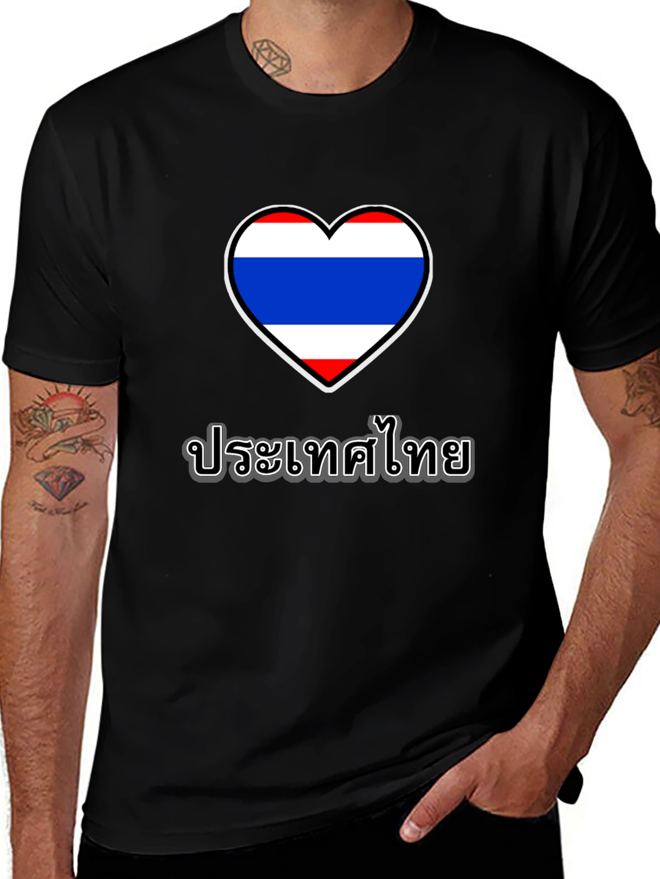 Thailand Heart Flag Black T-Shirt