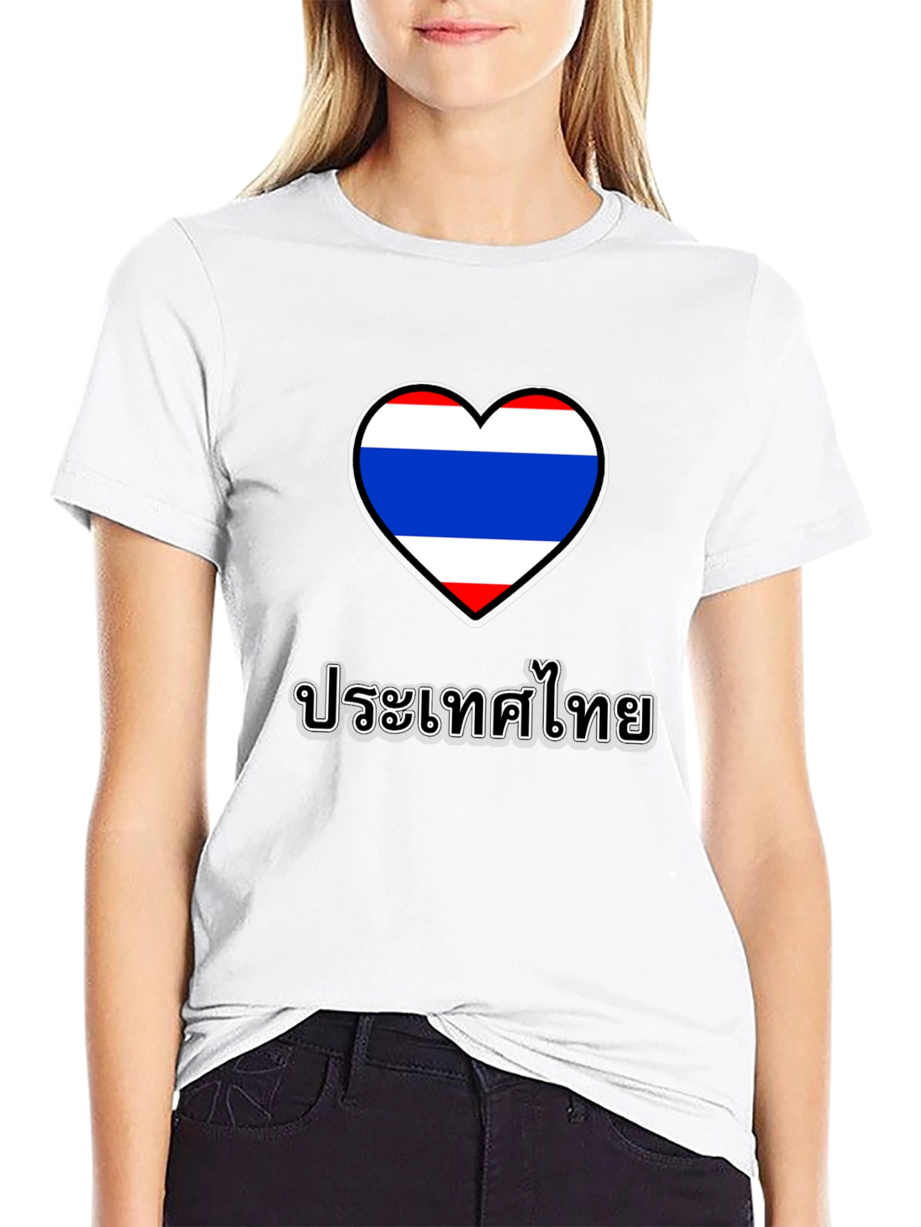 Thailand Heart Flag Black T-Shirt