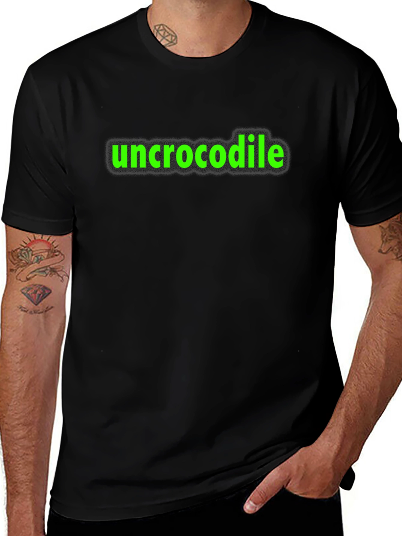 Uncrocodile Graphic Tee - Black Casual T-Shirt